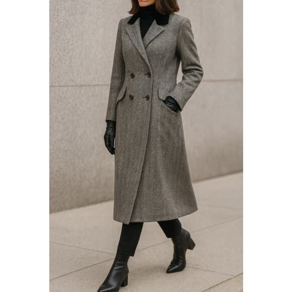 Vintage Loring Hockanum Wool Chesterfield Coat Velvet Collar USA 36 Forstmann - Picture 1 of 10